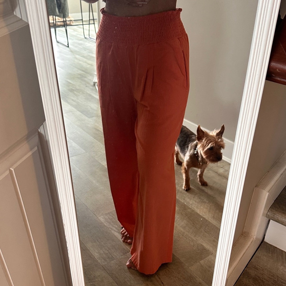 Linen wide-leg pants